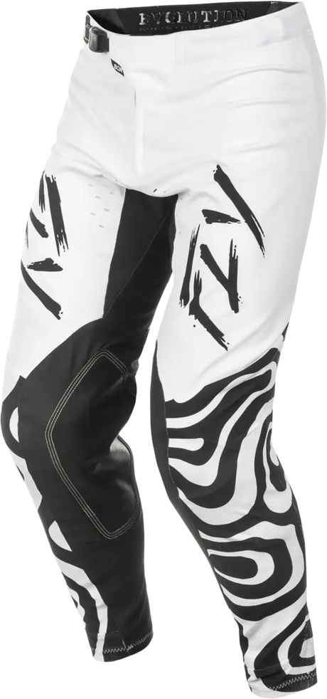White and black patterned Evolution DST Abyss pants for motocross, DST Abyss pants white style