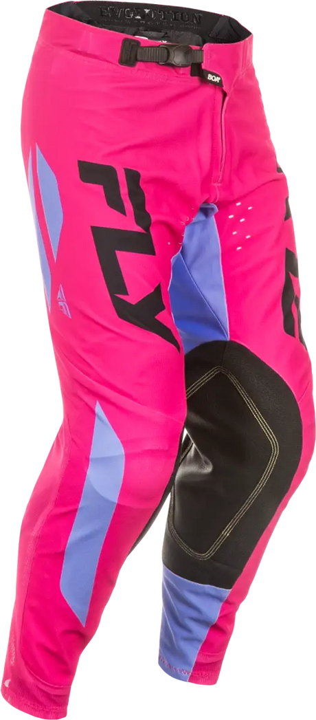 Pink and blue motocross pants in Evolution DST Pants Pink/Lavender/Black Sz 30 for off-road riding