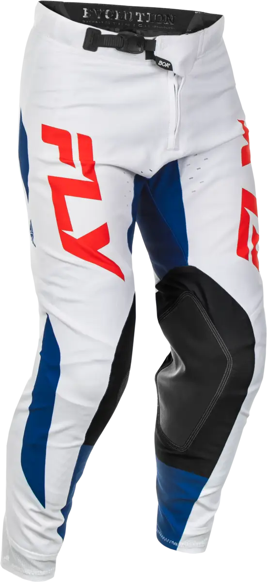 White blue red motocross pants from Evolution DST, ideal for RV parts & accessories or truck accessories