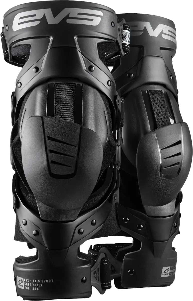 EVS Axis Sport Knee Brace Pair - Black/Black/Grey - Medium - AXISS-BK/GY-MP - EVS