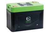 Black and green lithium lifepo4 battery for RV marine or overland use, 120amp lithium power
