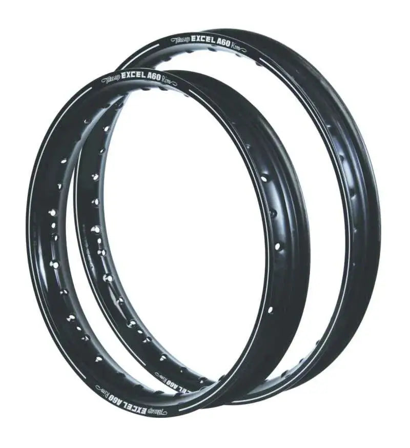 Black Excel A60 rims 18x2.15 for motorcycle, part of the excel a60 lineup