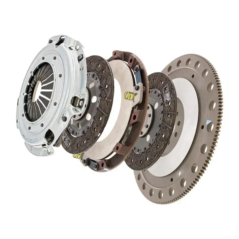 Exploded view of Exedy twin disc clutch for 1996-10 Mustang 4.6L disk clutch assembly