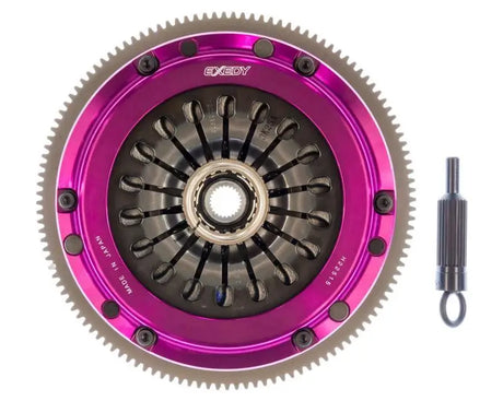 Exedy 2004-2014 Subaru Impreza WRX STI H4 Hyper Single Clutch Sprung Center Disc Pull Type with purple anodized cover and chromoly steel flywheel.