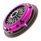 Exedy 2004-2014 Subaru Impreza WRX STI H4 Hyper Single Clutch Sprung Center Disc Pull Type with purple anodized, forged aluminum cover and chromoly steel flywheel.