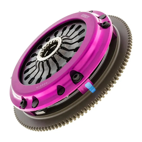 Exedy 2004-2014 Subaru Impreza WRX STI H4 Hyper Single Clutch Sprung Center Disc Pull Type with purple anodized, forged aluminum cover and chromoly steel flywheel.