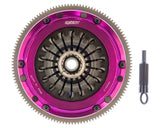 Exedy 2004-2014 Subaru Impreza WRX STI H4 Hyper Single Clutch Sprung Center Disc Pull Type with purple anodized forged aluminum cover and chromoly steel flywheel.