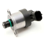 Silver black Bosch fuel pump with green accents, Dodge Cummins inlet metering valve