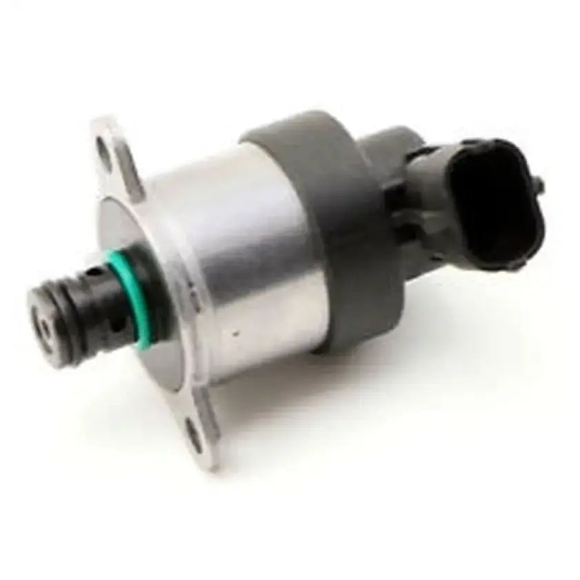 Silver black Bosch fuel pump with green accents, Dodge Cummins inlet metering valve