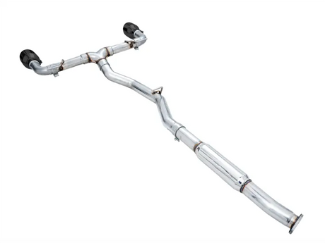 Exhaust System Kit Stainless Steel; Without Muffler; Single With Dual Outlet; Rear Exit; 5 Inch Diamond Black Tips