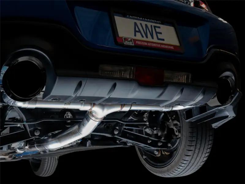 Exhaust System Kit Stainless Steel; Without Muffler; Single With Dual Outlet; Rear Exit; 5 Inch Diamond Black Tips