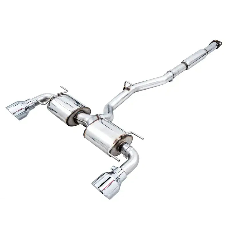Stainless Steel Cat-Back Exhaust System Kit with Single Exhaust and Dual Outlet, Rear Exit, and 5 Inch Chrome Silver Tips by AWE.