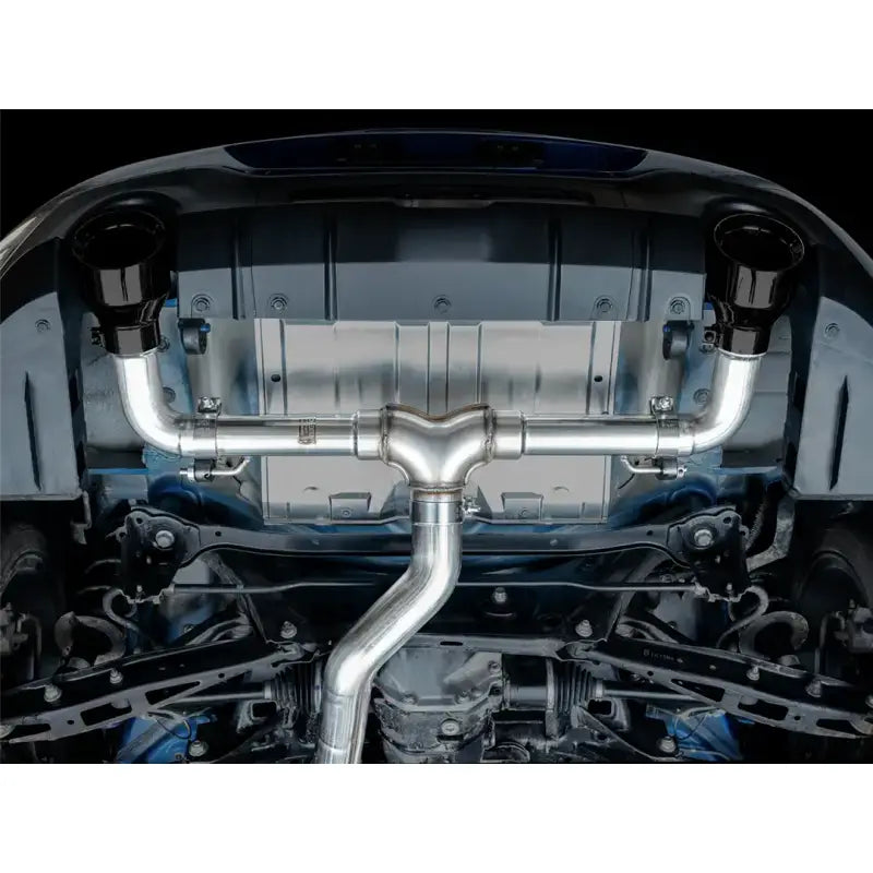 Exhaust System Kit Stainless Steel; Without Muffler; Single With Dual Outlet; Rear Exit; 5 Inch Diamond Black Tips