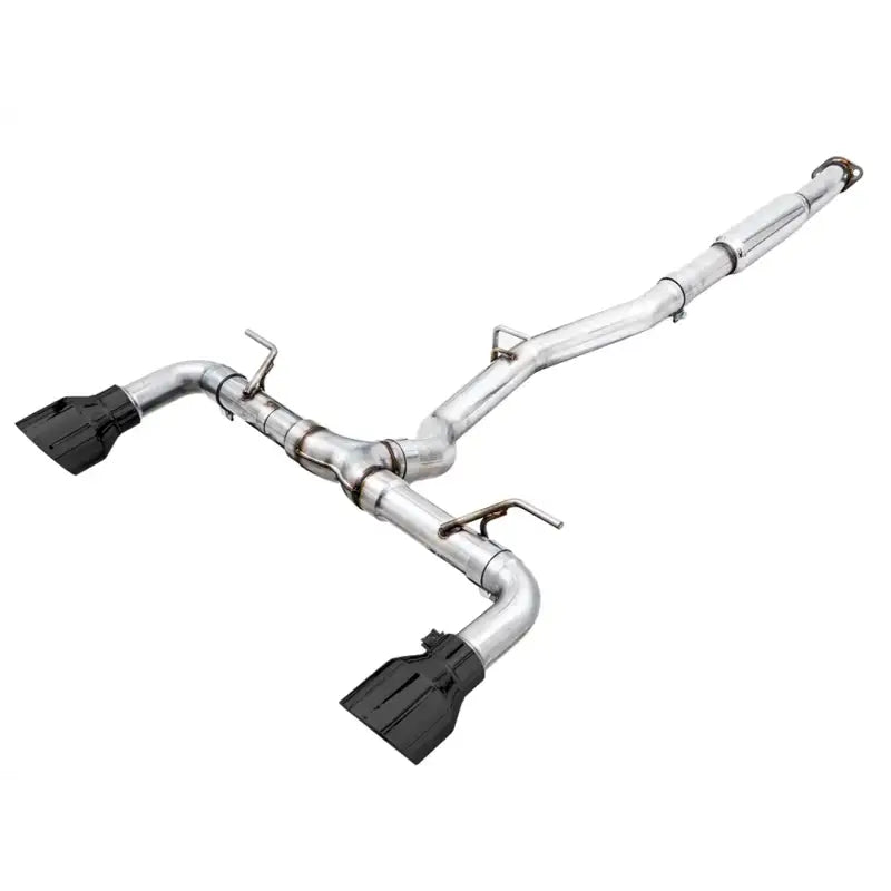 Exhaust System Kit Stainless Steel; Without Muffler; Single With Dual Outlet; Rear Exit; 5 Inch Diamond Black Tips