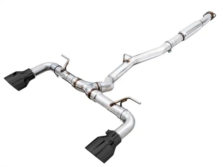 Exhaust System Kit Stainless Steel; Without Muffler; Single With Dual Outlet; Rear Exit; 5 Inch Diamond Black Tips