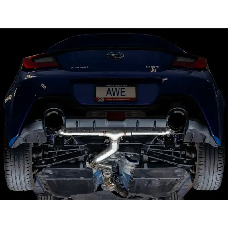 Exhaust System Kit Stainless Steel; Without Muffler; Single With Dual Outlet; Rear Exit; 5 Inch Diamond Black Tips