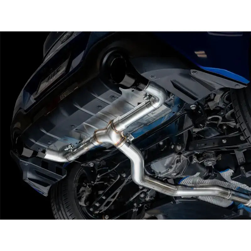 Exhaust System Kit Stainless Steel; Without Muffler; Single With Dual Outlet; Rear Exit; 5 Inch Diamond Black Tips