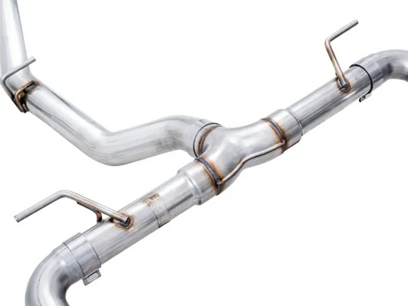 Exhaust System Kit Stainless Steel; Without Muffler; Single With Dual Outlet; Rear Exit; 5 Inch Diamond Black Tips
