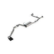 Exhaust System Kit T-304 Stainless Steel with Muffler, 2-1/2 To 2-1/4 Inch Pipe Diameter, Dual Exhaust with Dual Exit, Truck Side Exit, 4 Inch Black Chrome on T-304 Stainless Steel Tips.