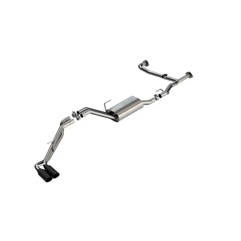 Exhaust System Kit T-304 Stainless Steel with Muffler, 2-1/2 To 2-1/4 Inch Pipe Diameter, Dual Exhaust with Dual Exit, Truck Side Exit, 4 Inch Black Chrome on T-304 Stainless Steel Tips.