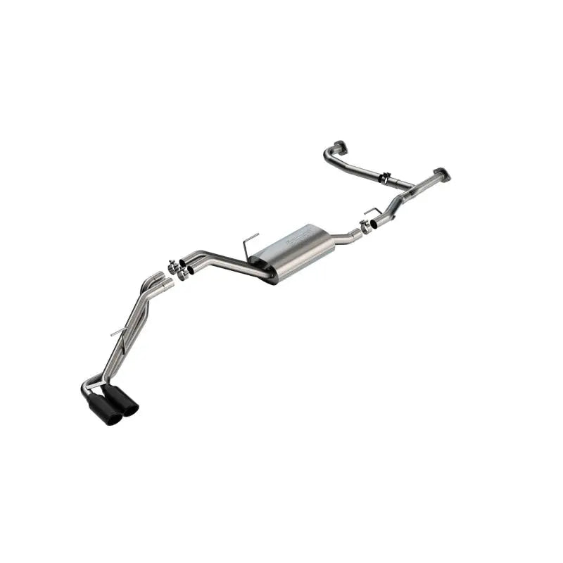 Keystone 140919BC Exhaust System Kit T-304 Stainless Steel; With Muffler; 2-1/2 To 2-1/4 Inch Pipe Diameter; Dual Exhaust With Dual Exit; Truck Side Exit; 4 Inch Black Chrome On T-304 Stainless Steel Tips