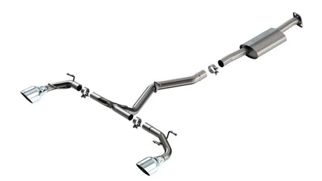 Exhaust System Kit T-304 Stainless Steel; With Muffler; 2-1/2 Inch Pipe Diameter; Single Dual Exit; Split Rear 5 Chrome