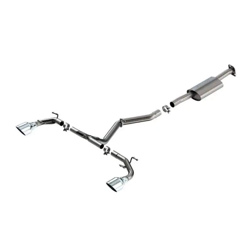 Exhaust System Kit T-304 Stainless Steel; With Muffler; 2-1/2 Inch Pipe Diameter; Single Dual Exit; Split Rear 5 Chrome