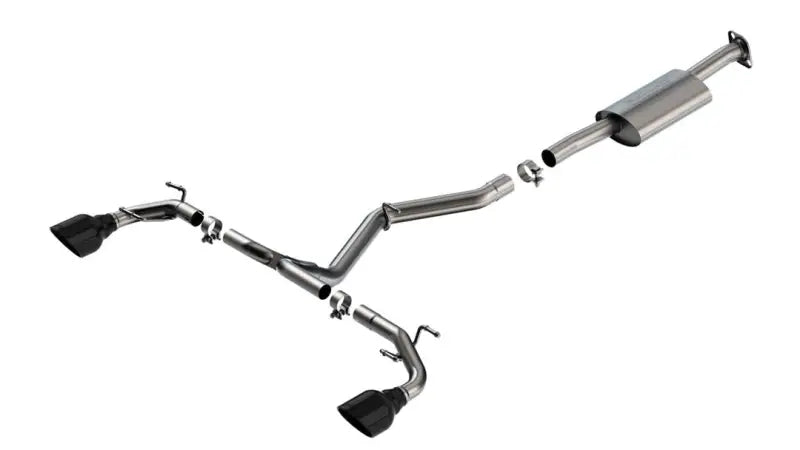 Exhaust System Kit T-304 Stainless Steel; With Muffler; 2-1/2 Inch Pipe Diameter; Single Dual Exit; Split Rear 5 Black