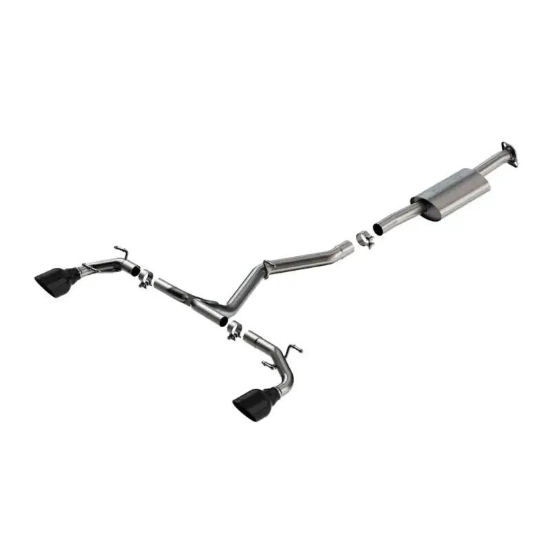 Exhaust System Kit T-304 Stainless Steel; With Muffler; 2-1/2 Inch Pipe Diameter; Single Dual Exit; Split Rear 5 Black