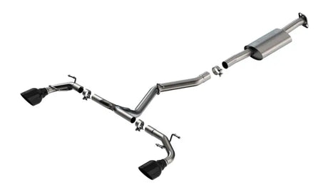 Exhaust System Kit T-304 Stainless Steel; With Muffler; 2-1/2 Inch Pipe Diameter; Single Dual Exit; Split Rear 5 Black