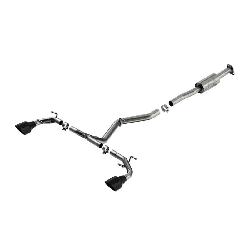Exhaust System Kit T-304 Stainless Steel; With Muffler; 2-1/2 Inch Pipe Diameter; Single Dual Exit; Split Rear 5 Black