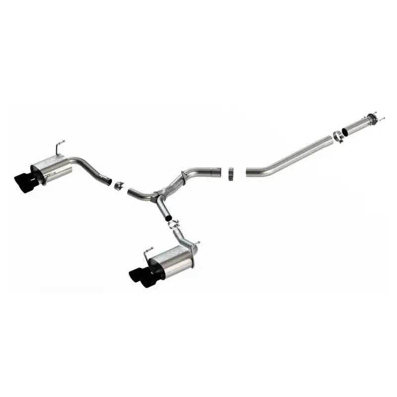 Exhaust System Kit T-304 Stainless Steel; With Mufflers; 3 Inch To 2-1/4 Pipe Diameter; Single Quad Exit; Dual Split