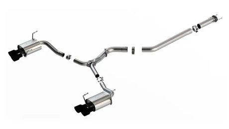 Exhaust System Kit T-304 Stainless Steel; With Mufflers; 3 Inch To 2-1/4 Pipe Diameter; Single Quad Exit; Dual Split