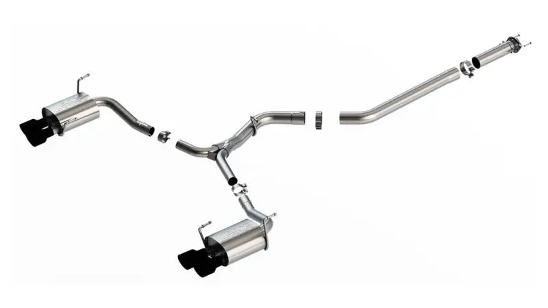 Exhaust System Kit T-304 Stainless Steel; With Mufflers; 3 Inch To 2-1/4 Pipe Diameter; Single Quad Exit; Dual Split