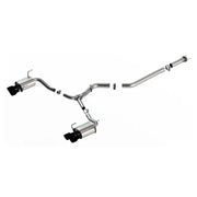 Keystone 140907CB Exhaust System Kit T-304 Stainless Steel; With Mufflers; 3 Inch To 2-1/4 Inch Pipe Diameter; Single Exhaust With Quad Exit; Dual Split Rear Exit; 3-1/2 Inch Dual Round Rolled Angle-Cut Ceramic Black T-304 Stainless Steel Tips