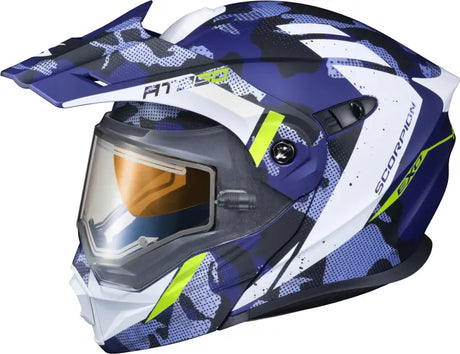 95-1617-SE SCORPION EXO Exo At950 Cold Weather Helmet Outrigger Matte Blue 2x (Elec)