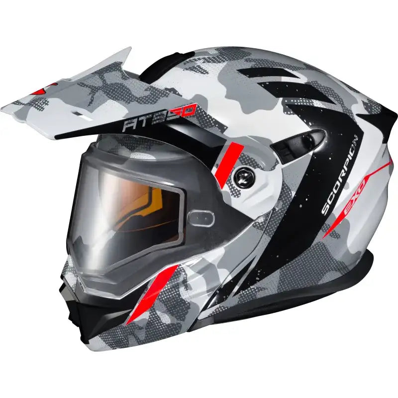 95-1624-SD SCORPION EXO Exo At950 Cold Weather Helmet Outrigger White/Grey Md (Dual)