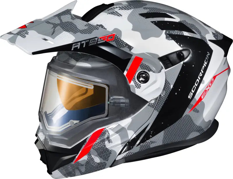 95-1624-SE SCORPION EXO Exo At950 Cold Weather Helmet Outrigger White/Grey Md (Elec)