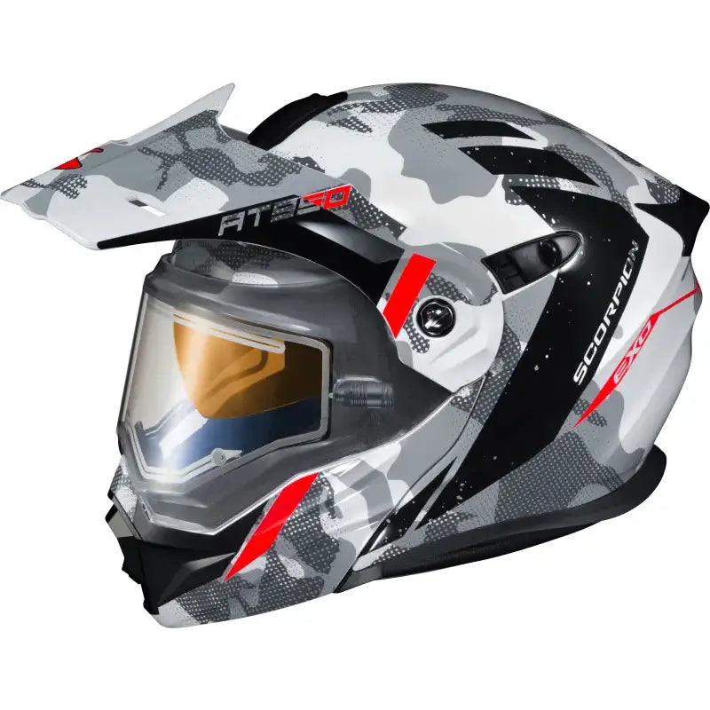 95-1624-SE SCORPION EXO Exo At950 Cold Weather Helmet Outrigger White/Grey Md (Elec)