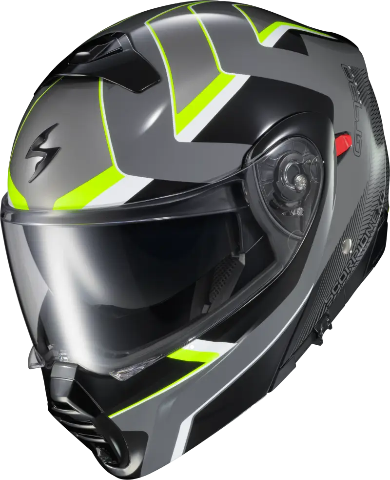 Gray and black transformer helmet with neon yellow accents and advanced polycarbonate shell
