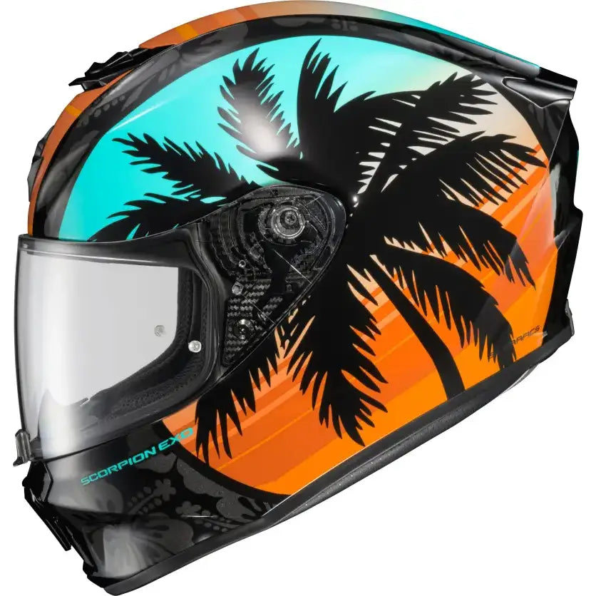 Exo R330 Full Face Helmet Tubbs Light Blue/Orange Md - SCORPION EXO