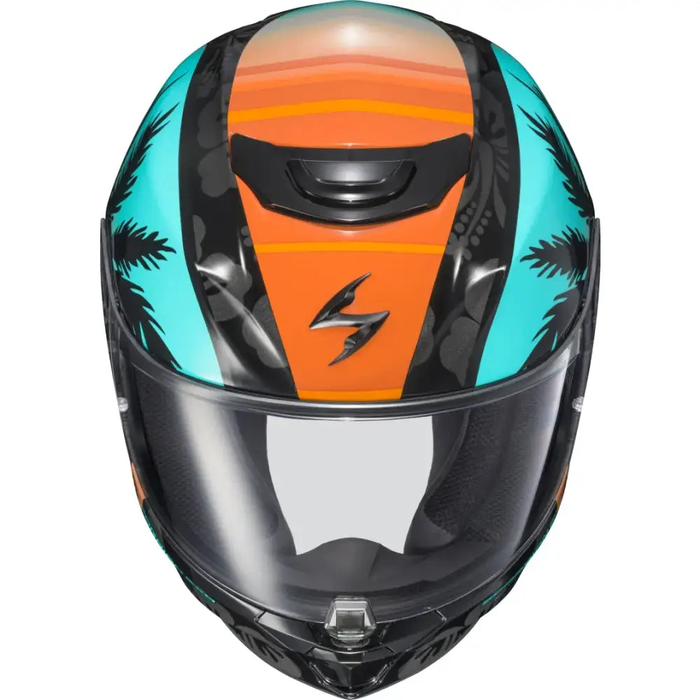 Exo R330 Full Face Helmet Tubbs Light Blue/Orange Md - SCORPION EXO