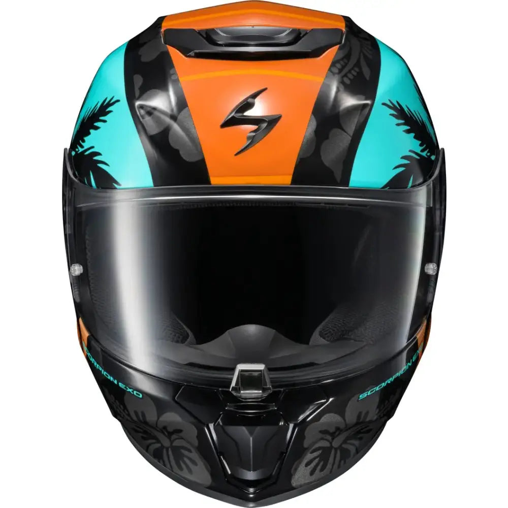 Exo R330 Full Face Helmet Tubbs Light Blue/Orange Md - SCORPION EXO