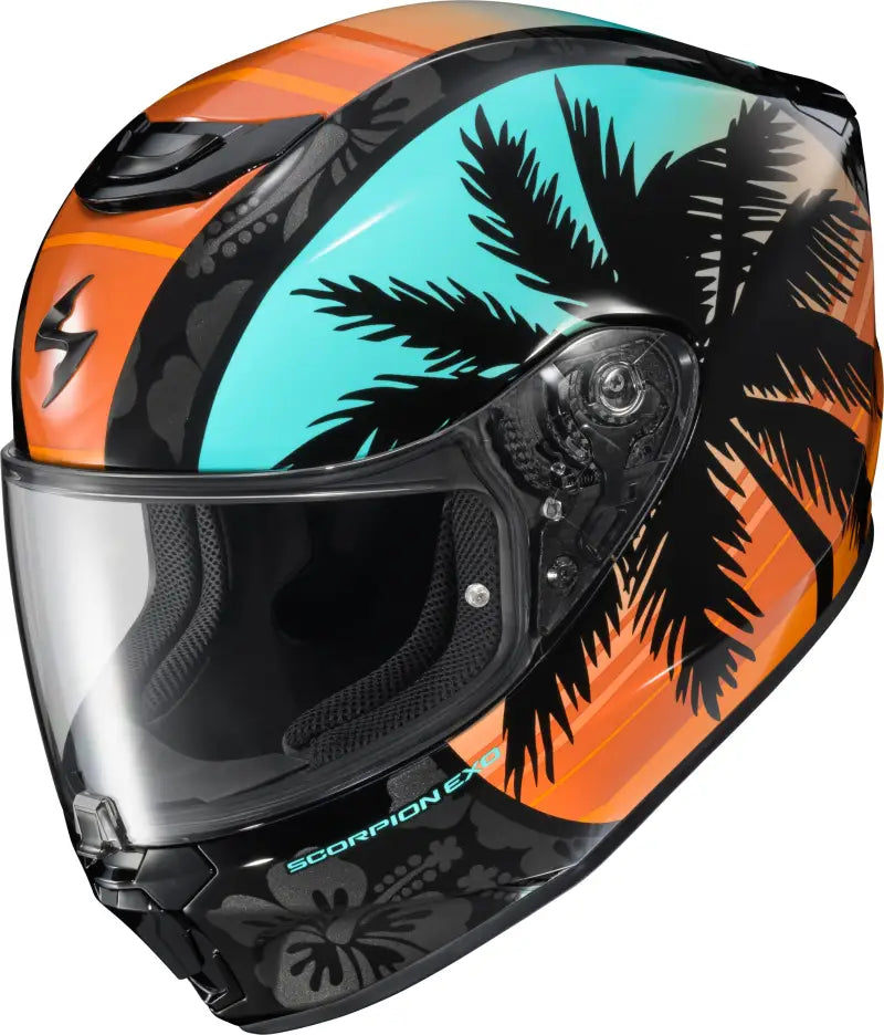 Exo R330 Full Face Helmet Tubbs Light Blue/Orange Sm - SCORPION EXO