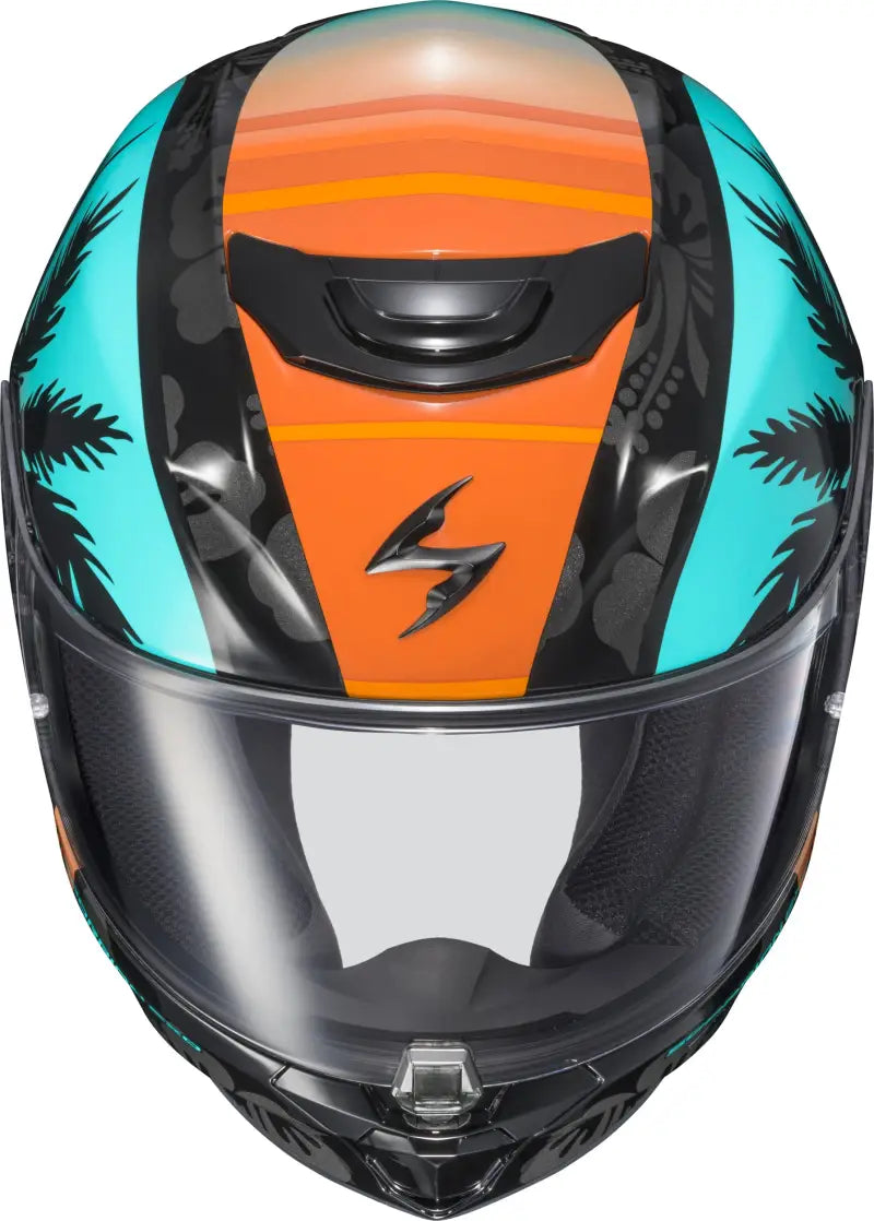 Exo R330 Full Face Helmet Tubbs Light Blue/Orange 2x - SCORPION EXO