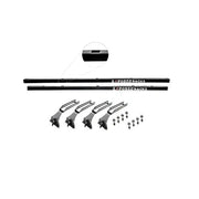 Black exposed roof rack kit with silver hardware and screws for easy install