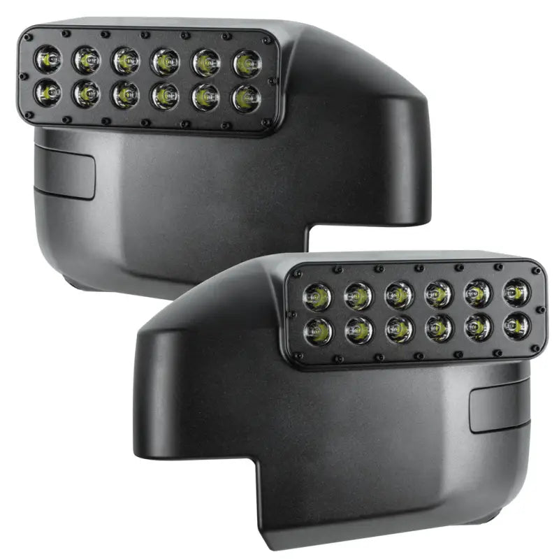 Exterior Mirror Cover Full Cover; Black; Polycarbonate; Set Of 2; With Integrated LED Lights Providing Peripheral