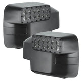 Exterior Mirror Cover Full Cover; Black; Polycarbonate; Set Of 2; With Integrated LED Lights Providing Peripheral