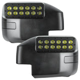 Exterior Mirror Cover Full Cover; Black; Polycarbonate; Set Of 2; With Integrated LED Lights Providing Peripheral