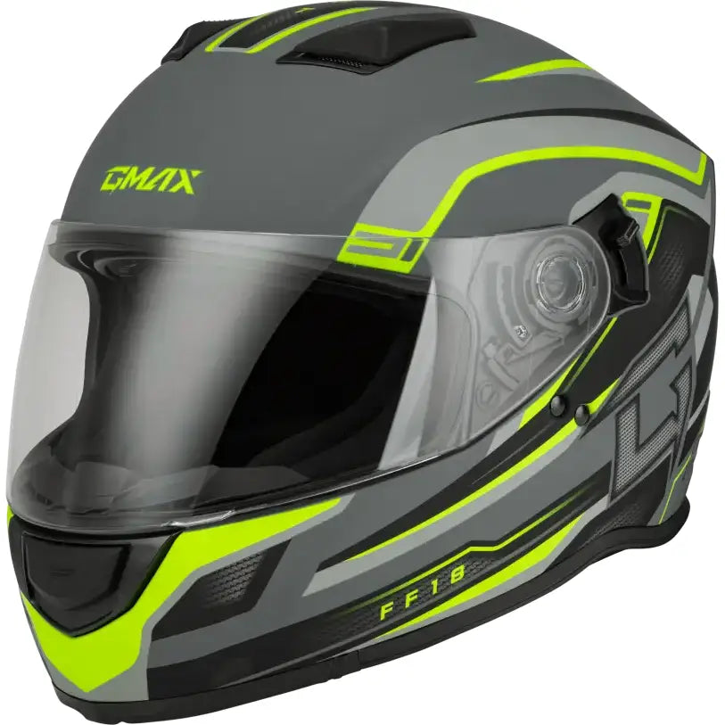 F1181336 Gmax Ff-18 Drift Helmet Matte Grey/Hi-Viz Lg - RV and Auto Parts